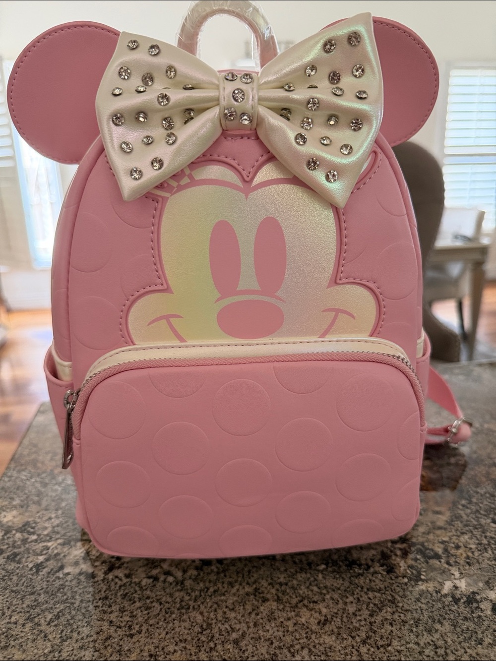 Minnie Mouse Disney Loungefly Women's Mini Backpack Pink Iridescent Bow